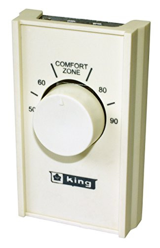 KING S22A Heat Anticipated 22 Amp Single Pole Line Voltage Thermostat, Ivory
