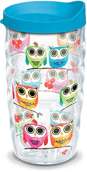 Tervis 1125120 Colorful Woodland Owls Insulated Tumbler with Wrap and Turquoise Lid, 10oz Wavy, Clear Tervis 1125120 Colorful Woodland Owls Insulated Tumbler with Wrap and Turquoise Lid, 10oz Wavy, Clear