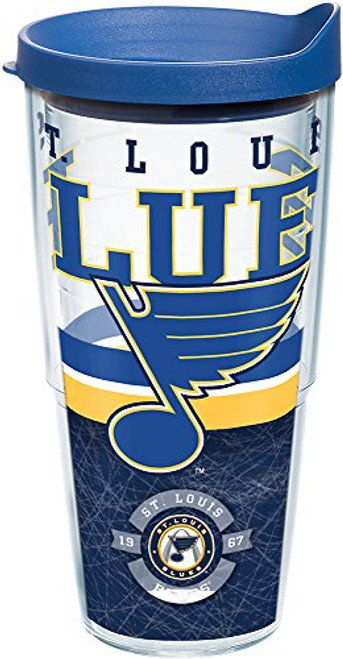 Tervis 1165207 NHL St. Louis Blues Core Tumbler with Wrap and Blue Lid 24oz, Clear Tervis 1165207 NHL St. Louis Blues Core Tumbler with Wrap and Blue Lid 24oz, Clear