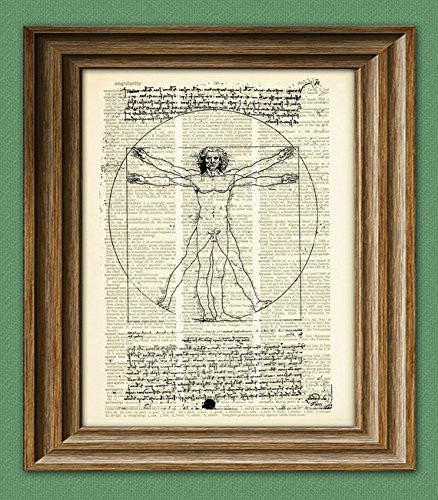 The Vitruvian Man From Leonardo Da Vinci On Vintage Dictionary Page Book Art Print Davinci