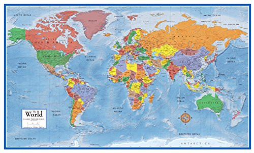 48x78 World Classic Premier Wall Map Mega Poster (48x78 FRONT LAMINATED)