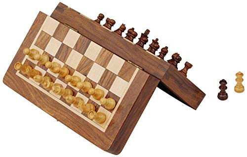 #1 Craftngifts Limited Stock - Chess Set 12 Inch Magnetic Folding Chess Set Standard Board Game with Chessmen Storage - Handmade in Fine Wood