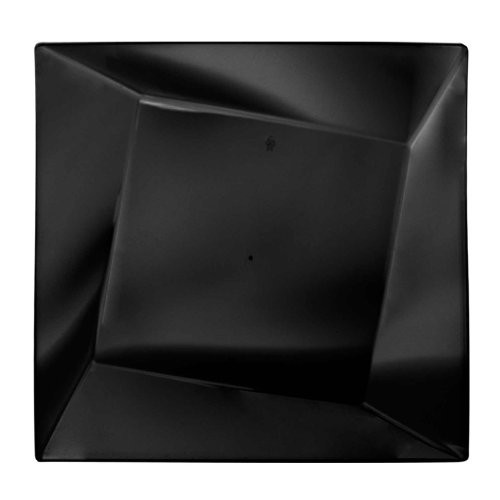 Party Essentials 10-Count Hard Plastic 10.75" Twisted Square Dinner Plates, Black