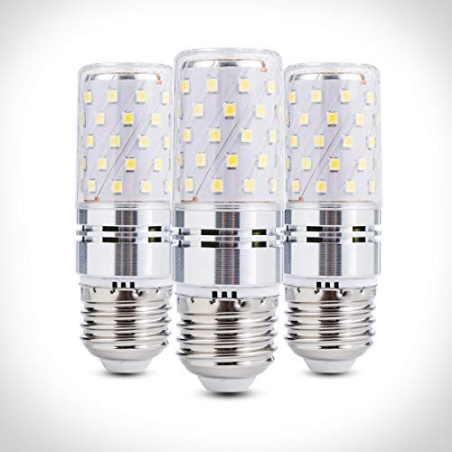 YRLighting Corn E26 LED Bulbs, 12W LED Candelabra Bulb 100 Watt Equivalent, 1200lm, Decorative Candle Base E26 Non-Dimmable LED Chandelier Bulbs, Daylight White 6000K LED Lamp, Pack of 3