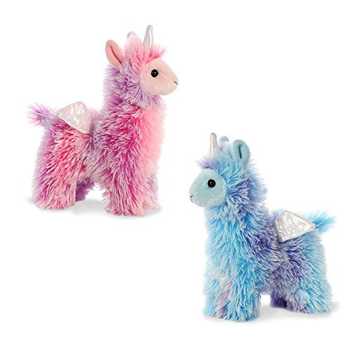 Aurora Bundle of 2 - Sparkle Tails 8 inch Plush Llamacorn - Tie-Dye Pink and Violet