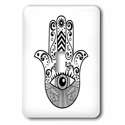 3dRose lsp_217281_1 Hamsa Hand Black and White Single Toggle Switch, Multicolor