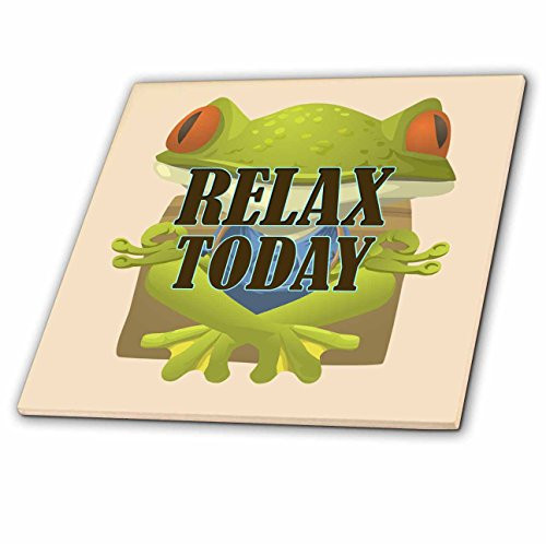 3dRose Relax Today. Popular. Frog. Yoga - Ceramic Tile, 6-Inch (ct_215151_2)