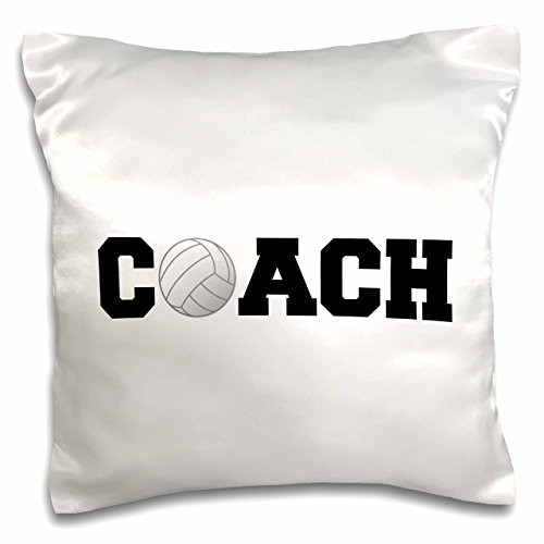 3dRose coach, black letters with volleyball on white background - Pillow Case, 16 by 16-inch (pc_192410_1) 3dRose coach, black letters with volleyball on white background - Pillow Case, 16 by 16-inch (pc_192410_1)