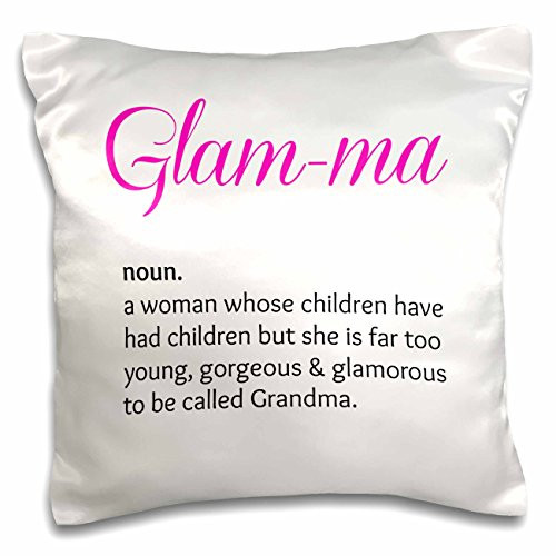 3dRose Print of Glam-ma, hot pink background - Pillow Case, 16 by 16-inch (pc_220003_1)