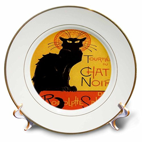 3dRose cp_46907_1 Le Chat Noir-Advertising, Art Nouveau, Black cat, cat, Cats, Chat Noir, le Chat-Porcelain Plate, 8"