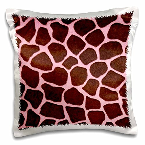 3dRose pc_59752_1 Giraffe in Trendy Brown n Pink-Pillow Case, 16 by 16"