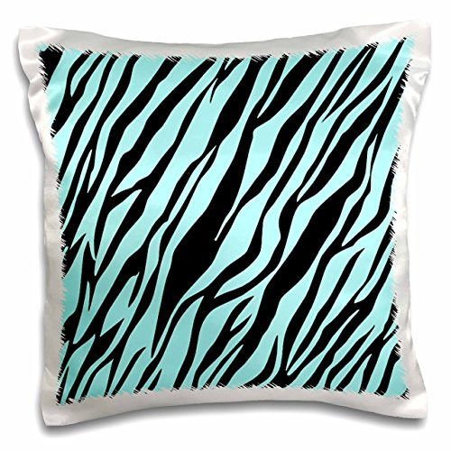 3dRose pc_60729_1 Image of Zebra Aqua Pattern-Pillow Case, 16 by 16"