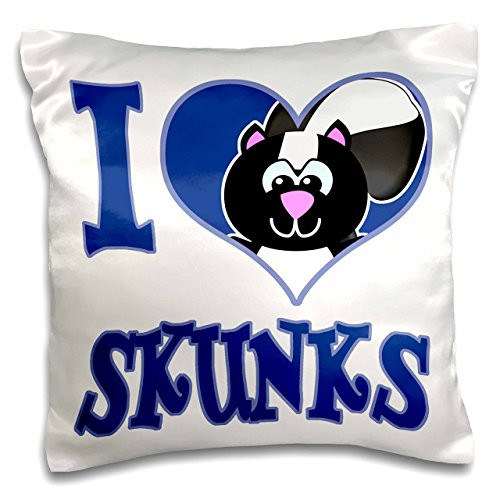 3dRose I Heart Love Skunks Cartoon - Pillow Case, 16 by 16-inch (pc_102154_1)