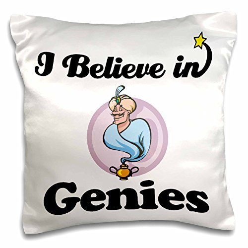 3dRose pc_105179_1 I Believe in Genies-Pillow Case, 16 by 16"