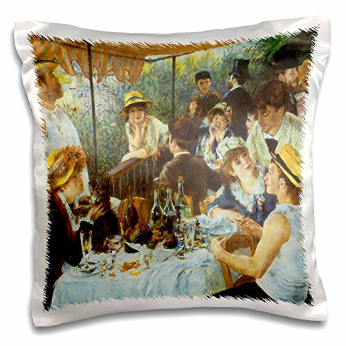 3dRose pc_127354_1 The Luncheon of The Boating Party x Pierre-Auguste Renoir Pillow Case, 16" x 16"