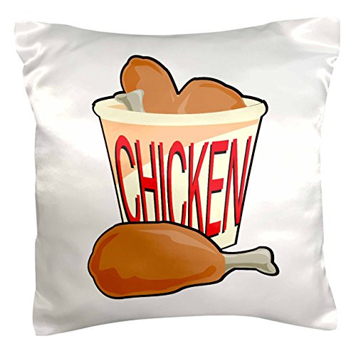 3dRose pc_150099_1 Bucket of Fried Chicken Food Design Pillow Case, 16" x 16"