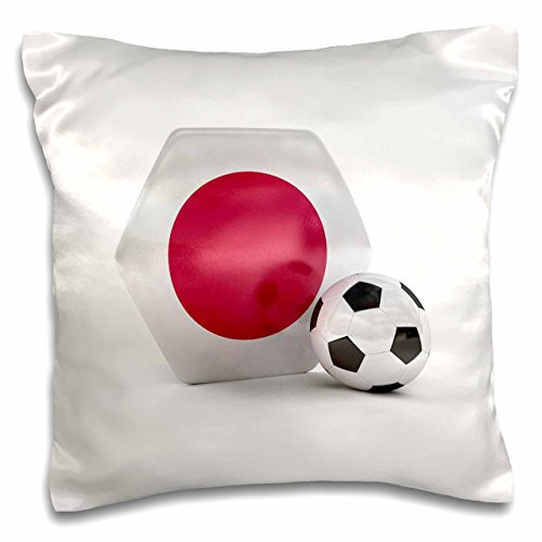 3dRose pc_181909_1 Japan Soccer Ball Pillow Case, 16" x 16"