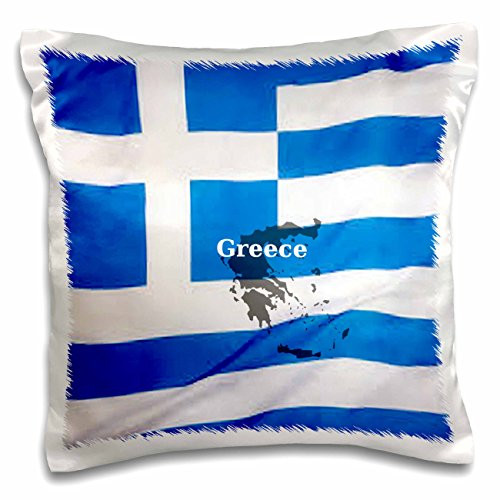 3dRose pc_204479_1 Greek Flag Design Pillow Case, 16" x 16"