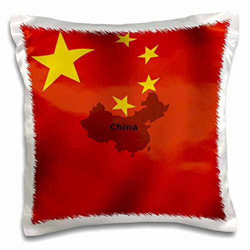 3dRose pc_204504_1 Chinese Flag Pillow Case, 16" x 16"