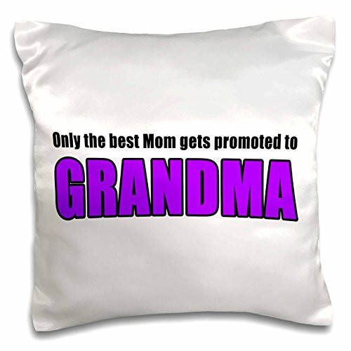 3dRose pc_221758_1 Only The Best Mom Gets Promoted to Grandma Purple Pillow Case, 16" x 16"