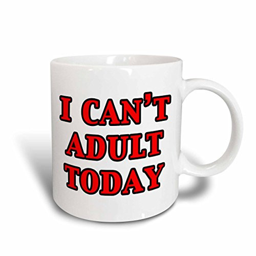 3dRose 221709_2 I I Cant Adult Today Black Ceramic Mug 15 oz Red