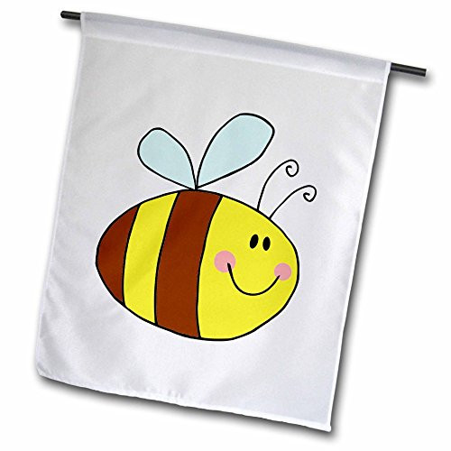 3dRose fl_118749_1"Happy Flying Honeybee Honey Bee Cartoon Garden Flag, 12 x 18