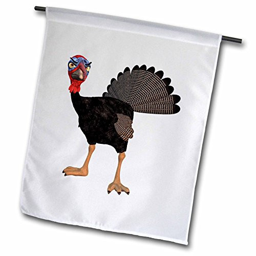 3dRose fl_164066_1"Cartoon Turkey Looking Angry Garden Flag, 12 x 18
