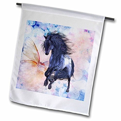 3dRose fl_200982_1"A Magnificent Blue Unicorn. A Cute Fantasy Fairytale Creature Garden Flag, 12 x 18