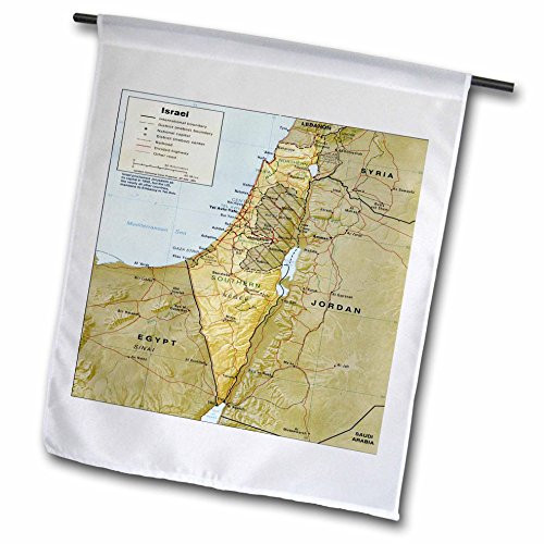 3dRose fl_204108_1"Print of Textured Look Topographic Israeli Map Garden Flag, 12 x 18