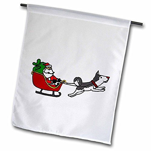 3dRose fl_222127_1"Funny Santa in Sleigh Pulled by Siberian Husky Dog Garden Flag, 12 x 18 3dRose fl_222127_1"Funny Santa in Sleigh Pulled by Siberian Husky Dog Garden Flag, 12 x 18