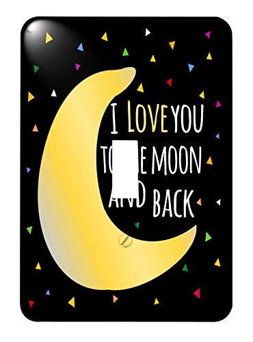 3dRose lsp_202102_1"I love you to the moon and back cute saying with triangle stars" Single Toggle Switch