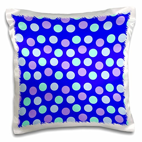 3dRose Bright Polka Dot Print - Blue - Pillow Case, 16 by 16-inch (pc_40939_1)
