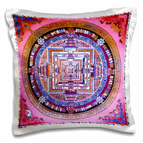 3dRose Mandala Pattern Ancient Design in Pinks, Purples Beautiful-Pillow Case, 16 by 16" (pc_53887_1)