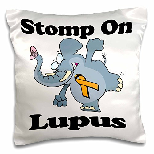3dRose Elephant Stomp on Lupus Awareness Ribbon Cause Design-Pillow Case, 16 by 16" (pc_114588_1)