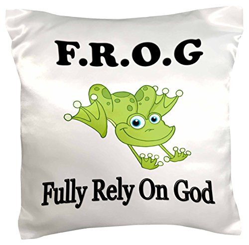 3dRose pc_149833_1 Frog Fully Rely on God - Pillow Case, 16 by 16"