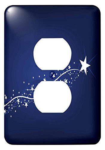 3dRose lsp_152863_6 Pretty White Shooting Star On A Blue Background - 2 Plug Outlet Cover