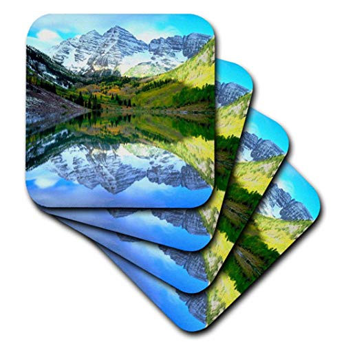 3dRose USA, Colorado. Rocky Mountains, Bells Reflect in Maroon Lake. -Soft Coasters, Set of 4 (CST_207843_1)