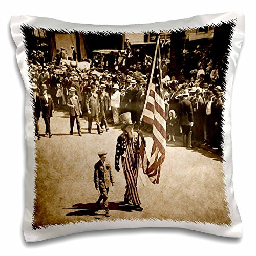 3dRose Vintage Uncle Sam on The 4th of July Faded-Pillow Case, 16-inch (pc_8477_1)