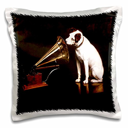 3dRose Vintage RCA Dog & Victrola - Pillow Case, 16 by 16-Inch (pc_39018_1)