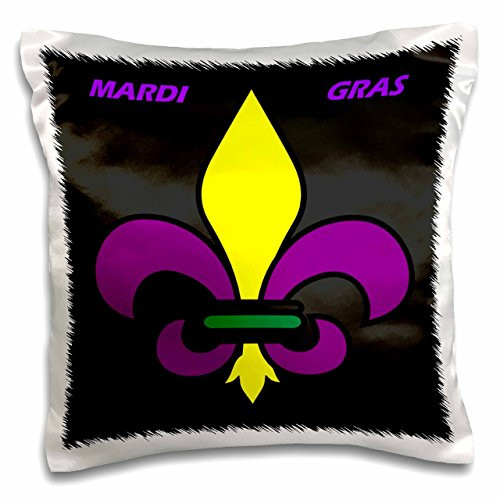 3dRose Mardi Gras Fleur De Lis-Pillow Case, 16-inch (pc_39020_1)