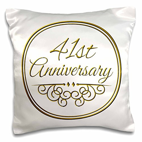 3dRose 41st Gold Text for Celebrating Wedding anniversaries-41 Years Married Together-Pillow Case, 16-inch (pc_154483_1)