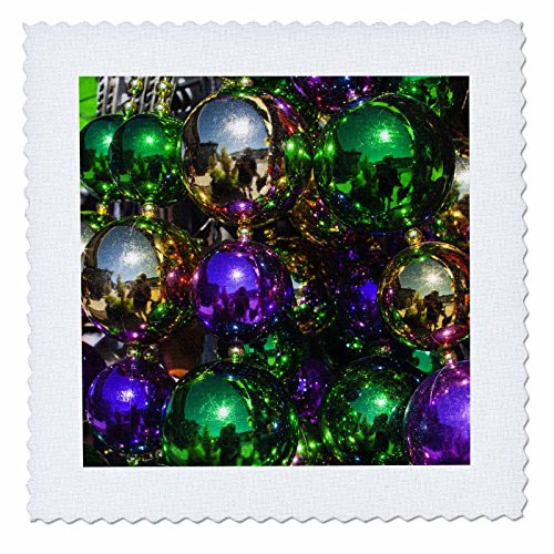 3dRose Louisiana, New Orleans, Market, Mardi Gras beads-US19 WBI0182-Walter Bibikow-Quilt Square, 6 by 6-inch (qs_90498_2)