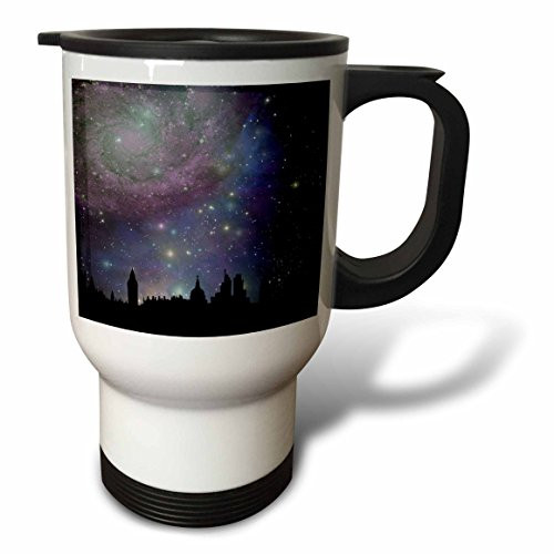 3dRose tm_113053_1"London Skyline Silhouette Against Starry Night Sky UK British Great Britain Stainless Steel" Travel Mug, 14 oz, Multicolor