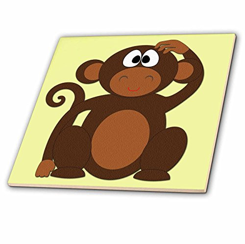 3D Rose Monkey. Kids décor. Yellow. Ceramic Tile, Multicolor 3D Rose Monkey. Kids décor. Yellow. Ceramic Tile, Multicolor