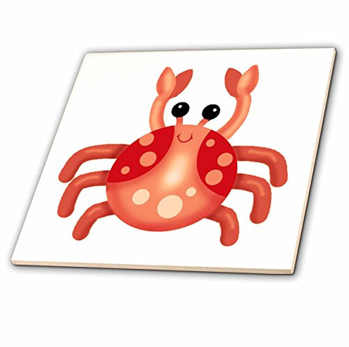 3D Rose Cute Red Crab Illustration Ceramic Tile Multicolor