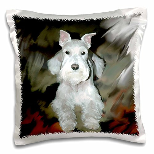 3D Rose pc_4827_1 White Schnauzer-Pillow Case, 16"