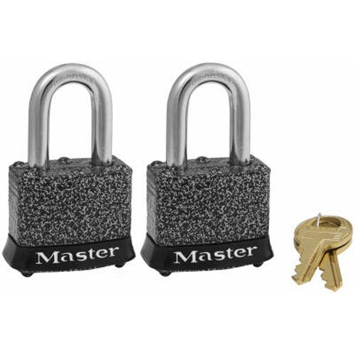 Master Lock Padlock, Rust-Oleum Certified Laminated Steel Lock, 1-9/16 in. Wide, 380T (Pack of 2-Keyed Alike) Master Lock Padlock, Rust-Oleum Certified Laminated Steel Lock, 1-9/16 in. Wide, 380T (Pack of 2-Keyed Alike)