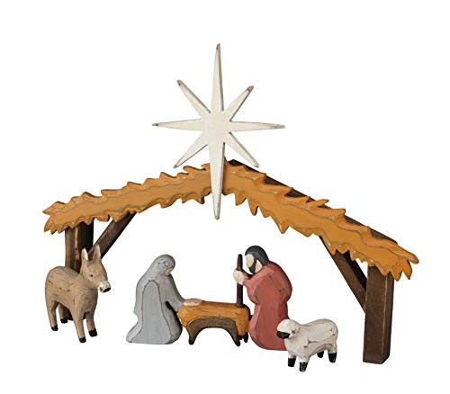 Primitives by Kathy Nativity Chunky Shelf Sitter Manger Scene