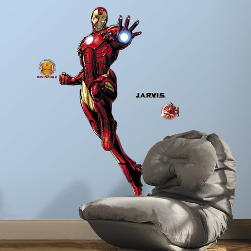 RoomMates RMK3172GM Iron Man Peel and Stick Giant Wall Decals with Glow