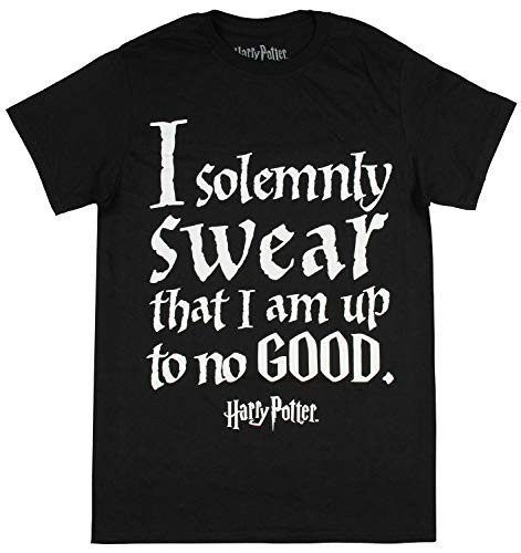 Harry Potter Hogwarts Marauder's Map I Solemnly Swear That I Am Up to No Good Men's T-Shirt (Small) Black